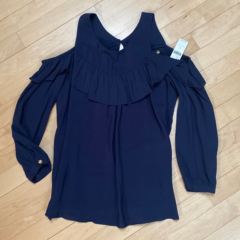NWT Maeve by Anthropology navy cold-shoulder top